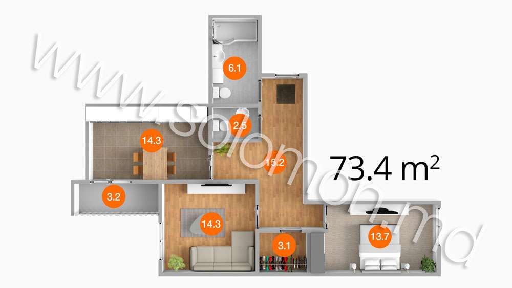 Apartamente cu 2 și 3 odăi la Ciocana, de la compania Solomon Construct